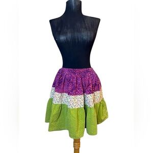 Multicolored Mini Bubble Skirt with Tiered Design for Casual Wear